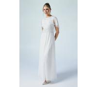 Coast Cape Detail Ombre Embellished Mesh Wedding Dress In Ivory ivory 8
