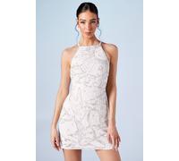 Coast Celestial Embellished Halter Neck Mini Bridal Dress In Ivory ivory 12
