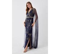 Coast Celestial Hand Embellished Cape Back Maxi Dress In Navy navy 18