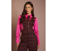 Coast Women's Check Waistcoat With Tie in Berry | Size: 16