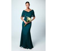 Coast Chiffon Bardot Satin Bridesmaid Dress In Emerald emerald 8