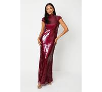 Coast Clear Sequin High Neck Maxi Dress In Wine wine 10