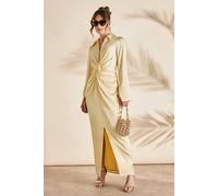 Coast Collared Satin Maxi Dress In Yellow yellow