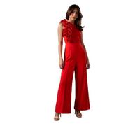 Coast Corsage Detail Pleated Jumpsuit, 12, poppy