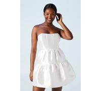 Coast Corset Bandeau Twill Full Skirted Mini Dress In Ivory ivory 10