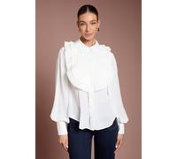 Coast Women's Cotton Poplin Ruffle Shirt in Ivory | Size: 16 Coast Ivory 16