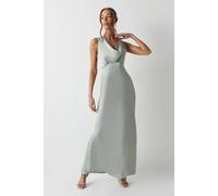 Coast Cowl Front Satin Fishtail Bridesmaid Maxi Dress In Sage sage 14