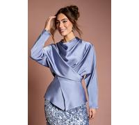 Coast Cowl Neck Long Sleeve Blouse In Blue blue 18