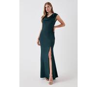 Coast Cowl Neck Satin Back Crepe Bridesmaid Maxi Dress In Emerald emerald 12