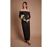 Coast Crepe Bardot Long Sleeve Bridesmaid Maxi Dress In Black black