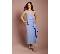Coast Women's Crepe Belted Ruffle Skirt Pencil Dress in Slate Blue | Size: 14