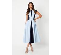 Coast Crepe Colour Block Midi Dress In Pale Blue pale blue 18