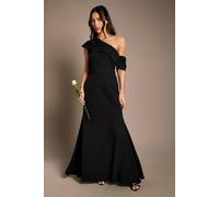 Coast Crepe High Neck One Shoulder Bridesmaid Maxi Dress In Black black