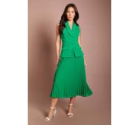 Coast Women's Crepe Wrap Waist Pleated Midi Dress in Green | Size: 8 Coast Green 8