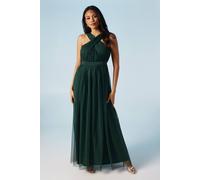 Coast Cross Neck Halter Mesh Bridesmaid Dress In Emerald emerald 10