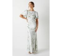 Coast Dahlia Printed Angel Sleeve Satin Bridesmaid Dress multi 10