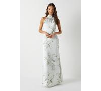 Coast Dahlia Printed Satin Halterneck Bridesmaid Dress multi 18