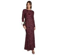 Coast Women's Devore Mesh Cowl Back Bridesmaid Maxi Dress in Malbec | Size: 12 Coast Malbec 12