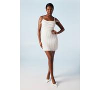 Coast Drape Beaded Pearls Shoulder Detail Bridal Mini Dress In Ivory ivory 12