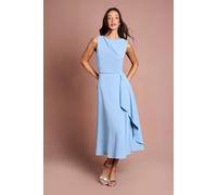 Coast Drape Bodice Soft Crepe Midi Dress In Blue blue
