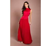 Coast Drape High Neck Pleated Skirt Maxi Dress In Red red