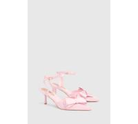Coast Ella Satin Ankle Strap Bow Detail Medium Stiletto Heel Court Shoes In Blush blush