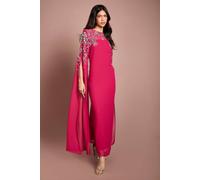 Coast Embellished Cape Maxi Dress In Berry berry