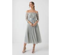 Coast Embellished Lace Bardot Midi Bridesmaid Dress In Sage sage 8