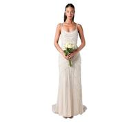 Coast Embellished Strappy Maxi Wedding Dress with Train, 14, Nude