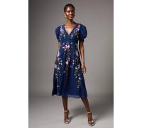 Coast Embroidered Midi Dress In Blue blue 12