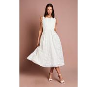 Coast Fan Bodice Lace Midi Dress In Ivory ivory