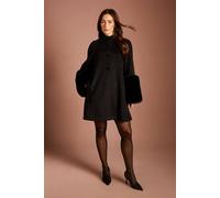 Coast Women's Faux Fur Cuff Swing Coat in Black | Size: 16