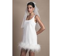 Coast Feather Hem Mini Wedding Dress In Ivory ivory 10