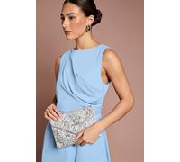 Coast Women's Felicia Embroidered Envelope Clutch Bag With Crossbody Strap in Silver Coast Silver One Size