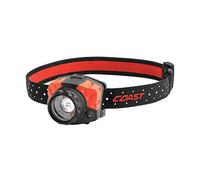 Coast FL85 615 Lumen Dual Color Pure Beam Focusing LED Headlamp with Twist Focus Hinged Beam Adjustment, Hard Hat Compatibility and Reflective Strap, Red
