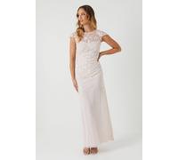Coast Women's Floral Embroidered Cap Sleeve Bridesmaid Maxi Dress in Blush | Size: 10 Coast Blush 10