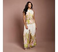 Coast Floral Placement Print Wide Leg Trouser Petite IVORY SIZE 12
