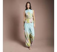 Coast Floral Placement Print Wide Leg Trouser Standard DUCK EGG BLUE SIZE 10