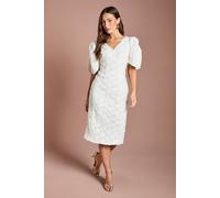 Coast Floral Pleated Sleeve Pencil Dress In Ivory ivory