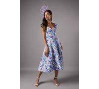 Coast Floral Sweetheart Scuba Midi Dress In Blue blue 12