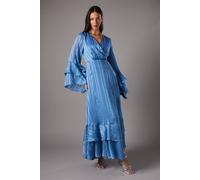 Coast Women's Flute Sleeve Jacquard Maxi Dress in Blue | Size: 10 Coast Blue 10