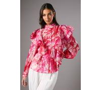 Coast Frill Button Through Blouse In Pink pink 8