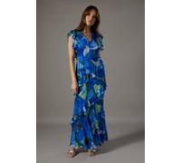 Coast Frill Detail Sleeveless Chiffon Maxi Dress In Blue blue 8