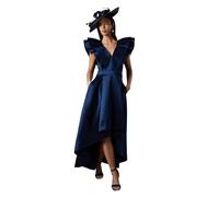 Coast Frill Sleeve V Neck Midi Dress, 12, Navy