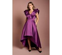 Coast Frill Sleeve V Neck Midi Dress In Purple purple 10