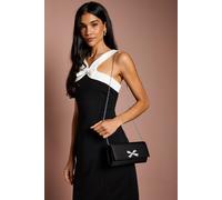 Coast Galaxy Satin Diamante Bow Brooch Clutch Bag, One Size, black