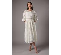 Coast Geo Lace Blouson Sleeve Midi Dress In Ivory ivory 10