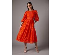 Coast Geo Lace Blouson Sleeve Midi Dress In Orange orange 8