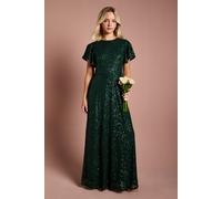 Coast Girl's Teen Sequin Angel Sleeve Bridesmaid Dress in Emerald | Size: 12-13 Years Coast Emerald 12-13 Years