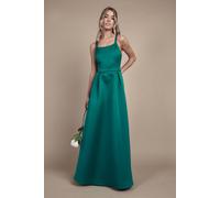 Coast Girl's Teen Structured Satin Full Skirted Bridesmaid Dress in Emerald | Size: 9/10 Years